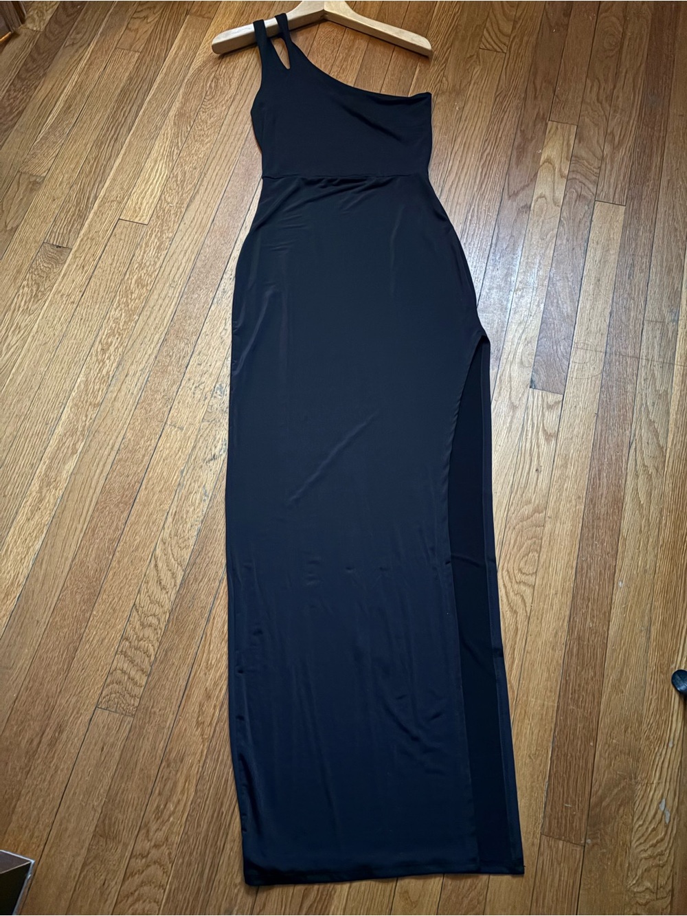 Windsor One-Shoulder Black Maxi Dress with Side Slit